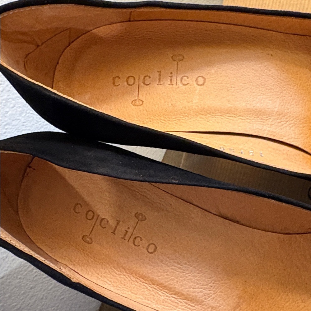 NIB [Coclico] Polly Peeper Spanish Made Suede Block Heels Black Womens 37/US 6.5 - Picture 8 of 13